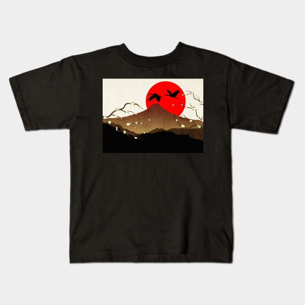 fuji mountain art Kids T-Shirt by MustGoon